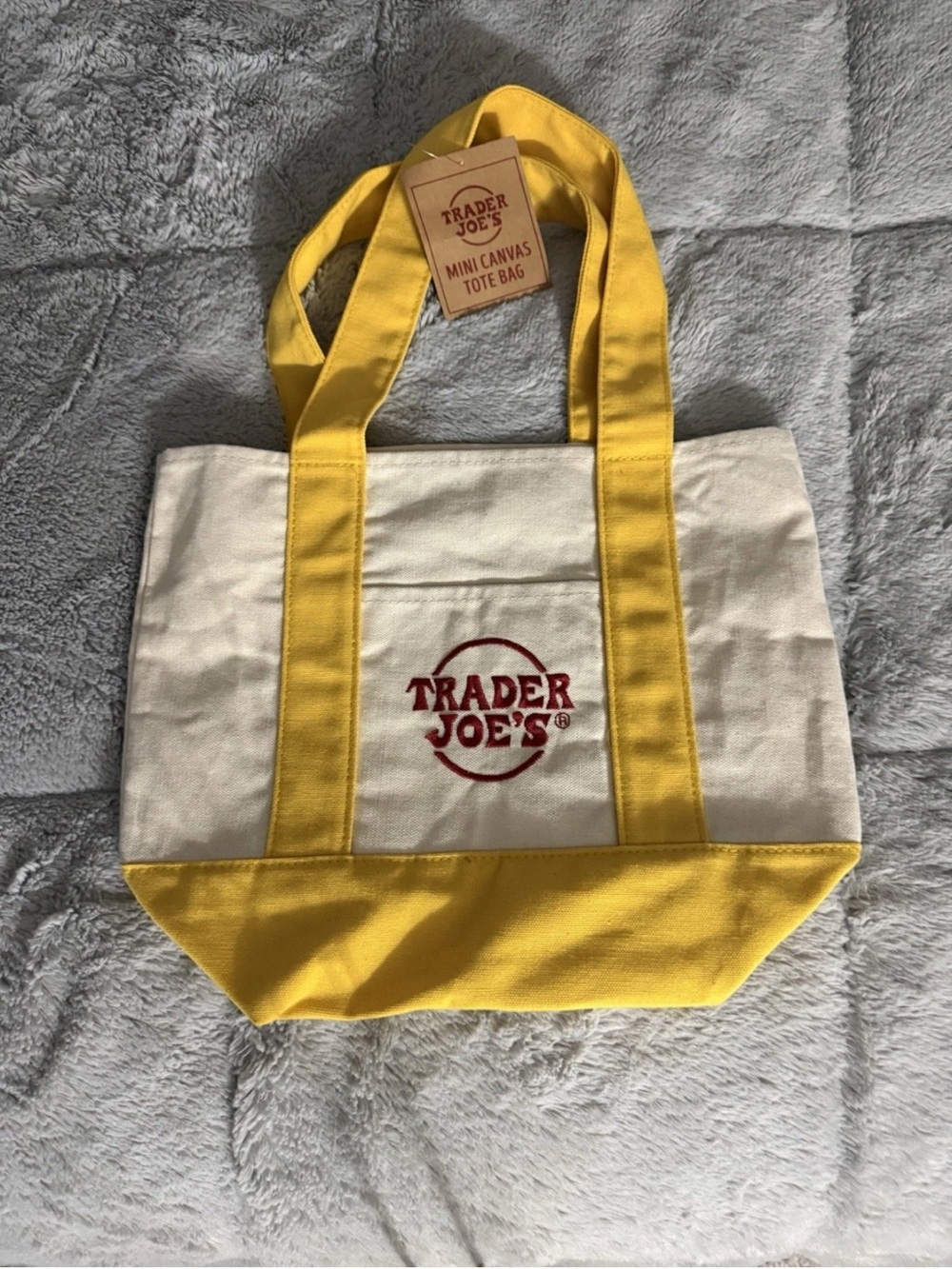 Trader Joe's Yellow-Trim Mini Canvas Tote
